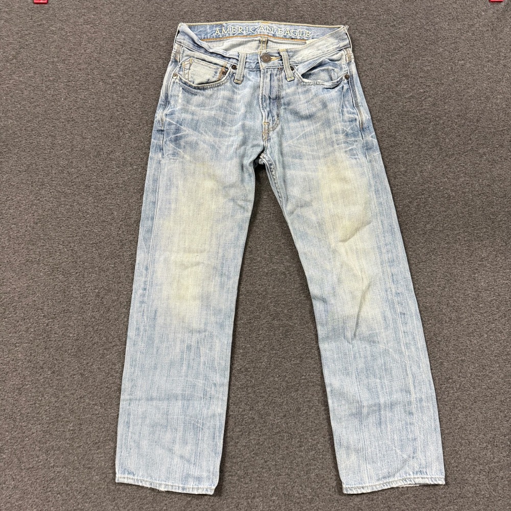 Modern American Eagle Original Straight Jeans Mens 26x28 Light Wash Good Denim